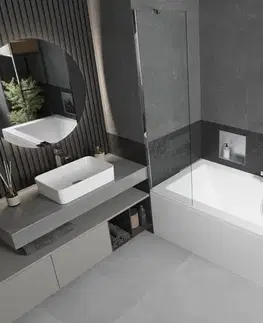 Sprchové dvere MEXEN/S - Cube obdĺžniková vaňa 180 x 80 cm s panelom + vaňová zástena 50, transparent, chróm 550518080X9505000001