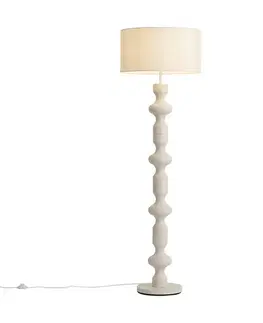 Stojace lampy Retro stojaca lampa béžová s látkovým tienidlom 160 cm - Captain