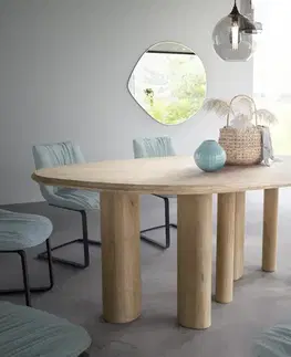 Jedálenské stoly DELIFE Jedálenský stôl Widoa 200x120 cm mango biela wash