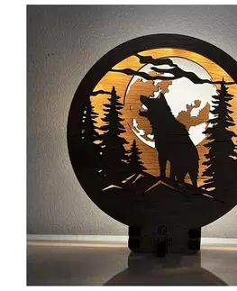 Lampy Li-Go 23574/DUB2 - LED stmievateľná stolná dekorácia LED/12W/230V 20x22 cm dub 23574/DUB2