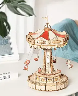 3D puzzle 3D Creative Drevené 3D puzzle: Funkčný retiazkový LED kolotoč - elektrický