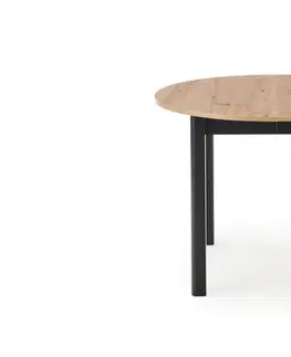 Jedálenské stoly HALMAR Ringo okrúhly rozkladací jedálenský stôl dub artisan / čierna