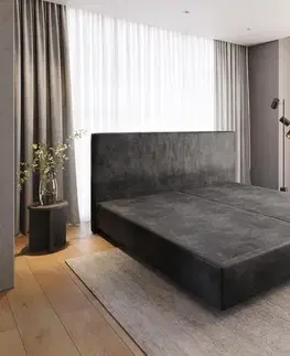 Postele Boxspring DELIFE Boxspring posteľ Dream-Well mikrovlákno antracitová vintage 200×200 cm