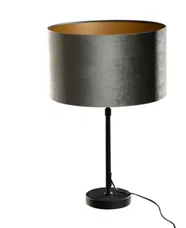 Stolné lampy Stolová lampa čierna so zeleným zamatovým tienidlom 35 cm - Parte