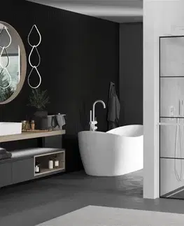 Sprchové dvere MEXEN/S - Kioto+ Sprchová zástena WALK-IN s poličkou a držiakom uterákov 100 x 200, čierny vzor, biela 800-100-121-20-77