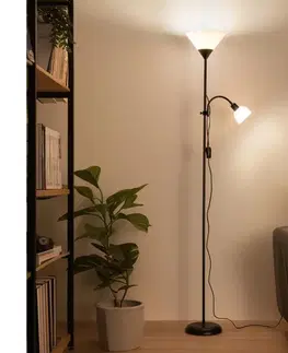 Lampy BRILAGI - Stojacia lampa ARIANA 1xE27/100W/230V + 1xE14/25W čierna 63051