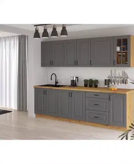 Sivý kuchynský nábytok Kuchynská linka Stilo dustgrey/artisan 260 bez dosku