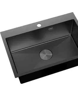 Kuchynské drezy MEXEN MEXEN - Solix oceľový drez 1-bowl 650 x 450 mm, čierna 6403651000-70