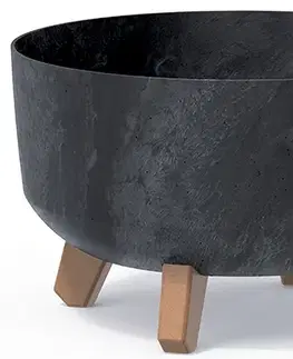 Kvetináče a truhlíky NABBI DGRL300LE plastový kvetináč na nožičkách 28,5 cm antracit