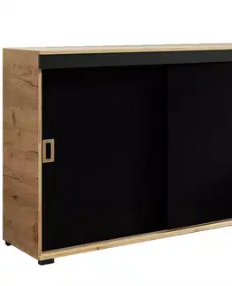 Komody do spálne Komoda Retro 120 Craft/Čierna + Craft Rukoväte