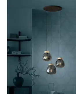 Svietidlá Eglo 390319 - Luster na lanku MAGACELA 3xE27/40W/230V dymová 390319
