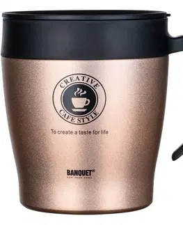 Termosky a termohrnčeky Banquet Termohrnček cestovný TAZZA 330 ml, hnedá