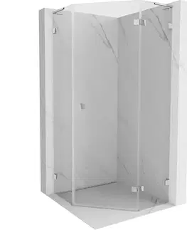 Sprchovacie kúty MEXEN/S - Lunar L sprchový kút päťboký krídlový pravá 90 x 90, transparent, chróm 831L-090P-090L-01-00-P