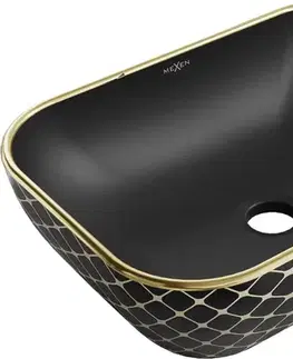 Umývadlá MEXEN - Rita umývadlo na dosku 45 x 32, čierna mat/zlatá vzor 21084579