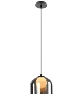 Stropná svetla Závesná sklenená lampa KLEA – s grafitovým a matným tienidlom – moderná stolová lampa do obývačky G9 LED