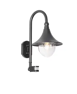 Vonkajsie svetlo so senzorom Vonkajšia nástenná lampa čierna IP44 vrátane detektora pohybu - Daphne