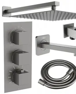 Vaňové panely MEXEN/S - Cube DR02 podomietkový vaňový SET s vytokovou hubicou + slim sprcha 30, grafit 77503DR0230-66