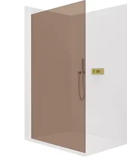Sprchové dvere CERANO - Sprchová zástena Walk-in Crystal Ľ/P - 8 mm - bezvzperový systém - zlatá, bronzové sklo - 110x200 CER-690343