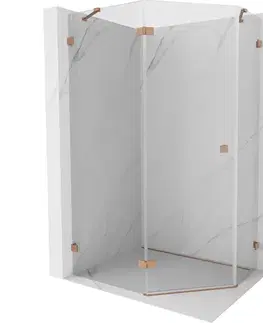 Sprchovacie kúty MEXEN/S - Lunar sprchovací kút päťboký krídlový ľavá 90 x 80, transparent, meď kartáčovaná 831-090L-080P-65-00-L