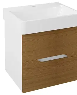 Kúpeľňový nábytok SAPHO - MEDIENA umývadlová skrinka 56x51x48,5cm, biela matná/dub natural MD062
