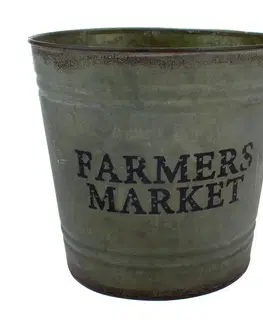 Kvetináče a truhlíky Kovový obal na kvetináč Farmers market, 22 x 21 cm