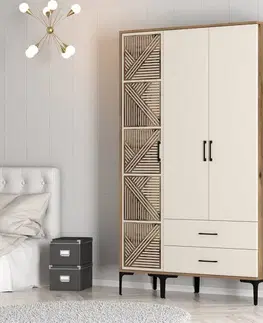 Šatňové skrine Šatníková skriňa Kumsal PT - Walnut, Cream