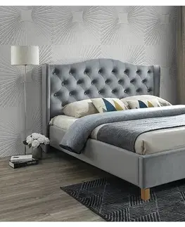 Manželské postele ASPENA VELVET čalúnená posteľ 160, šedý zamat