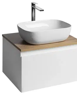 Kúpeľňový nábytok AQUALINE - ALTAIR skrinka s doskou 58 cm, biela/dub emporio AI263-02