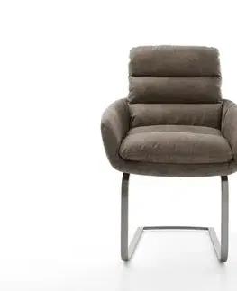 Jedálenské stoličky DELIFE Jedálenská stolička Abelia-Flex s opierkami mikrovlákno taupe vintage jedálenská stolička plochý grafit