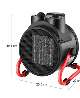 Teplovzdušné ventilátory NABBI NB-03R 3000 W dielenský elektrický ohrievač čierna / červená