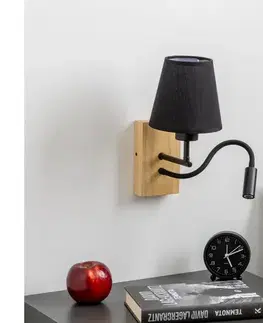 Svietidlá BRILAGI - LED Nástenná lampa NUBILA WOOD 1xE27/25W/230V + LED/3W dub/čierna BG1564+BG1568