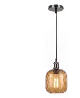Svietidlá BRILAGI - LED Luster na lanku RETRO GLASS 1xE27/60W/230V pr.14cm čierna/dymovo-hnedá NSTK7703+AI0177