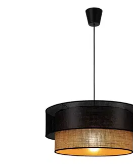 Svietidlá  Luster na lanku BORHO 1xE27/60W/230V pr. 50 cm čierna/juta 0379
