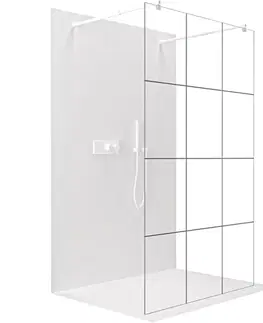 Sprchové dvere CERANO - Sprchová zástena Walk-in Onyx Duo Ľ/P - 8 mm - guľatá vzpera - biela matná, industriálne sklo - 150x200 CER-8050BD2172