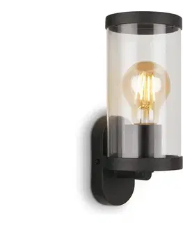 Svietidlá Briloner 3600-015 - Vonkajšie nástenné svietidlo KAIRO 1xE27/12W/230V IP44 čierna 3600-015