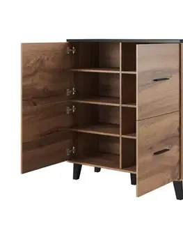 Komody CAMA MEBLE Lotta 110 4D dvojdverová komoda so zásuvkami dub wotan / čierna