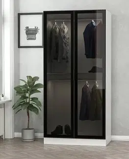 Šatňové skrine Šatníková skriňa Kale Glass Black - 210