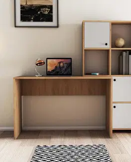 Písacie stoly LOUD písací stôl s knižnicou, sepet/biela