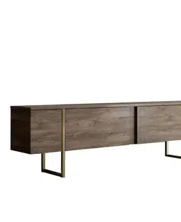 TV stolíky GOLD TV stolík na nožičkách, orech / zlatá