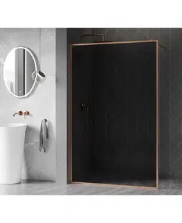 Sprchové dvere MEXEN/S - Kioto-F Sprchová zástena WALK-IN s rámom 80 x 202, grafit 8 mm, meď kartáčovaná 800-080-104-65-40