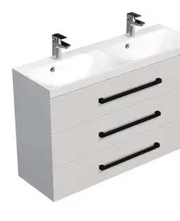 Kúpeľňový nábytok Kúpeľňová skrinka s čiernou úchytkou a umývadlom SAT Cube Way 120x76,5x40 cm biela lesk lesk CUBE2C1203BL CUBE2C1203BL
