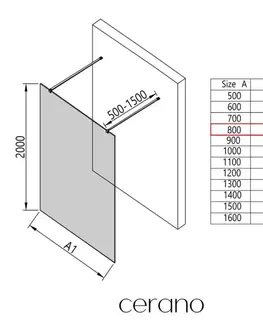 Sprchové dvere CERANO - Sprchová zástena Walk-in Onyx Duo Ľ/P - 8 mm - hranatá vzpera - čierna matná, bronzové sklo - 80x200 CER-687856