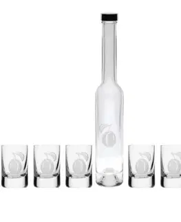 Poháre Kinekus Štamprlík a fľaša na alkohol slivka dizajn, sada 6ks +1ks
