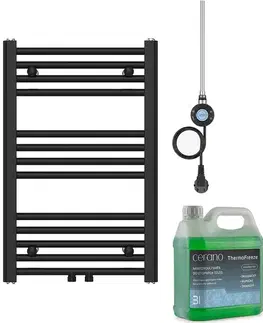 Doplnky do kúpeľne CERANO - Kúpeľňový elektrický radiátorový set Benito - WIFI - 300W - čierna matná - 700x450 mm CER-611290
