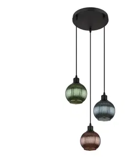 Svietidlá Globo 15638-3 - Luster na lanku ZUMBA 3xE27/25W/230V pr. 36 cm meď/zelená/modrá 15638-3
