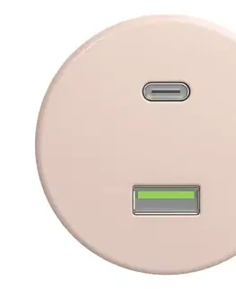 Predlžovacie káble lap - Retro USB zásuvka A+C bez rámčeka staroružová R/USB