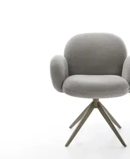 Jedálenské stoličky DELIFE Jedálenská stolička Nube-Flex s opierkami texturovaná látka mäkký sivá krížová podstava široká titánová farba 360° otočný hojdacia funkcia vrecková pružina