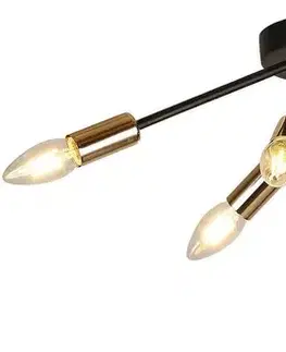 Stropná svetla Čierno-zlatá stropná lampa 6x40W E14 Tiara