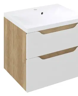 Kúpeľňový nábytok Sapho WAVE umývadlová skrinka 60x65x47,8cm, biela/dub Alabama SPH WA060-3022