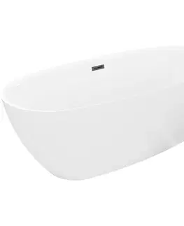 Vane MEXEN/S - Luvo Slim voľne stojaca vaňa 170 x 75, biela, sifón a prepad čierna 52801707500-70